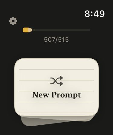 A prompt card face down, ready to draw